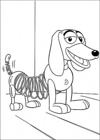 Print Slinky Dog Smiles Toy Story Coloring Pages or Download 