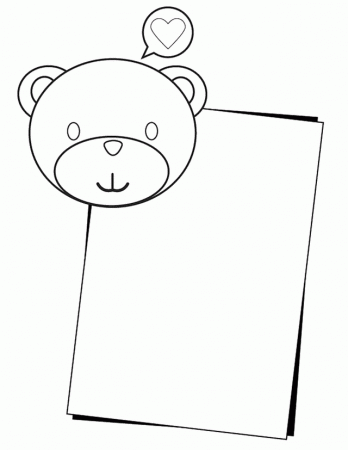 Valentine's Bear with Note - Free Printable Coloring Pages