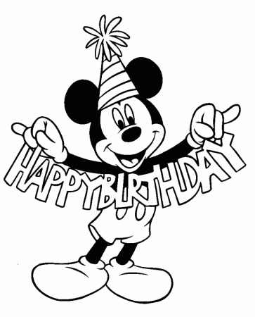 Mickey Mouse Birthday Coloring Page