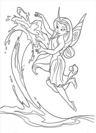 Tinkerbell Making Waves Coloring Page Coloringplus 160754 