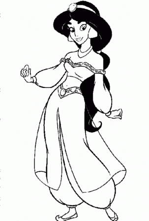 Download Princess Jasmine In Beautiful Pose Disney Coloring Pages 