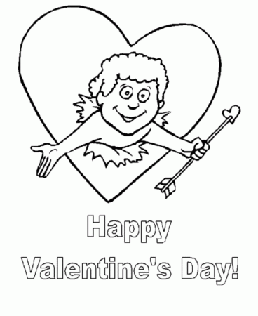 Valentine's Day Cards Coloring Pages - Cupid with an Arrow 