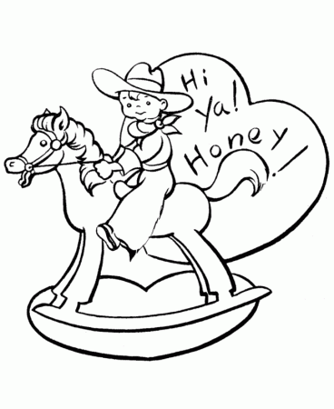 Kids Valentine's Day Coloring Pages - Boy and Valentine Horse 