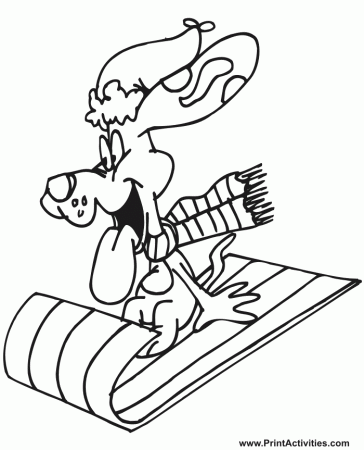 sled coloring page winter