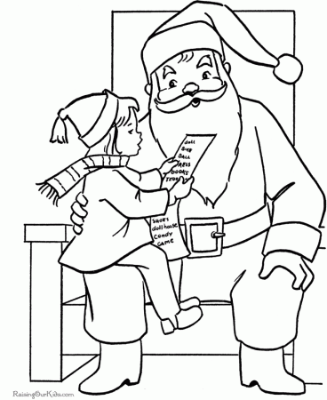 Santa Claus Coloring Pages - Sitting on Santa's Lap!