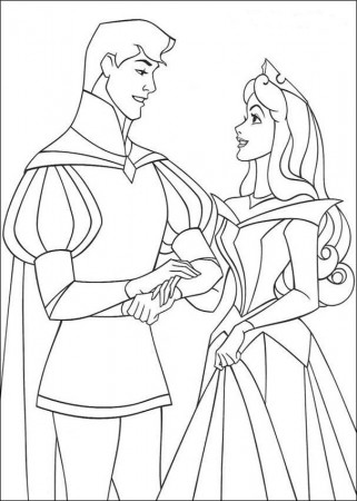 Aurora Waken Up By The Prince Coloring Page | Kids Coloring Page