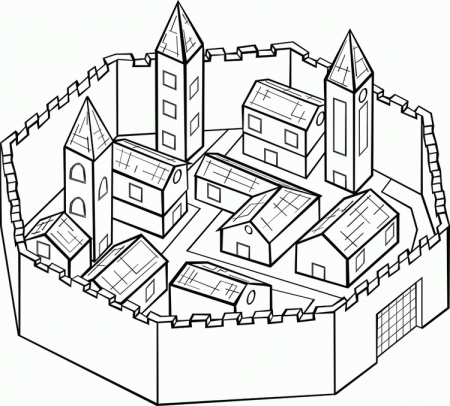 Coloring page walled city - img 16150.