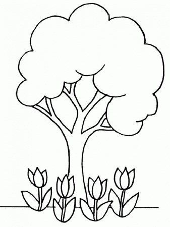 Tree whit flowers Coloring Pages | Coloring Pages