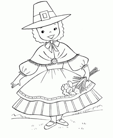St Patrick's Day Coloring Pages - Young girl in Irish outfit 
