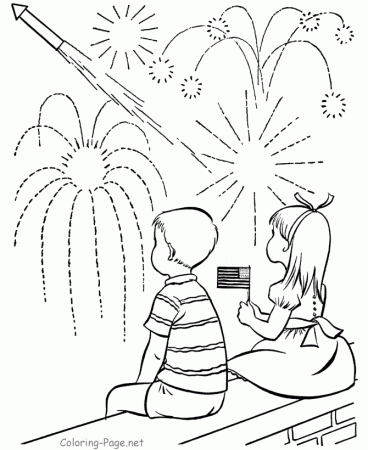 Watching Fireworks - 4th of July coloring pages