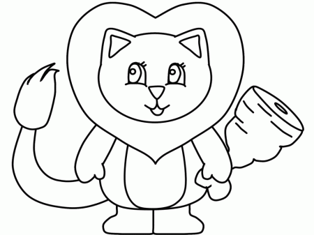 easy Lion Animals Coloring Pages for kid - smilecoloring.com