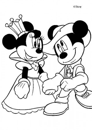 Mickey Mouse coloring pages - Queen Minnie and knight Mickey Mouse