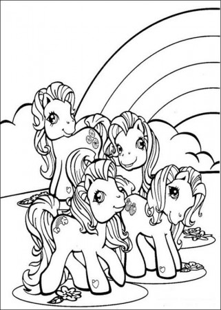Ponies and rainbow coloring pages - Hellokids.com