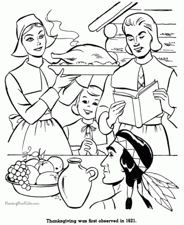 Thanksgiving Dinner Coloring Page Images & Pictures - Becuo