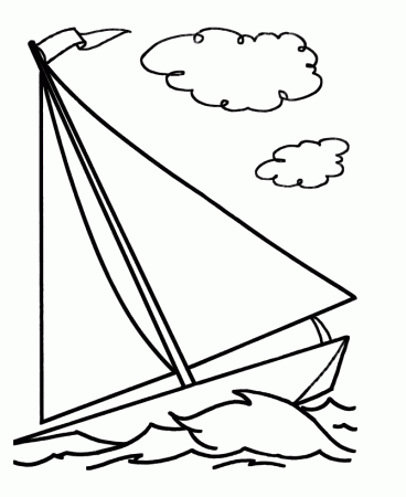 Simple Shapes Coloring Pages | Free Printable Simple Sailboat 