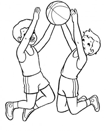 Two Boys Jump In The Air Basketball Coloring Page: Two Boys Jump | Coloring  pages, Coloring pages for kids, Sports themed party