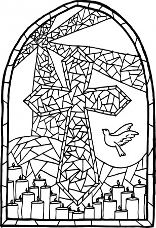 Holy Cross Stained Glass Coloring Book to print and online