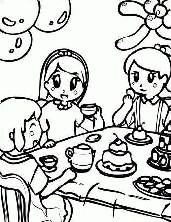 Tea Party Coloring Page - Handipoints
