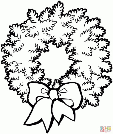 Christmas Wreath with Bow coloring page | Free Printable Coloring ...