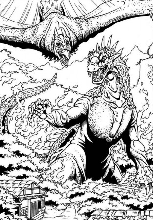 Coloring page Godzilla : Rodan and Varan 3
