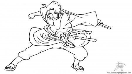 Coloring Pages Of Sasuke Uchiha Holding Sword