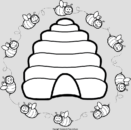 Beehive coloring page clipart image #20939