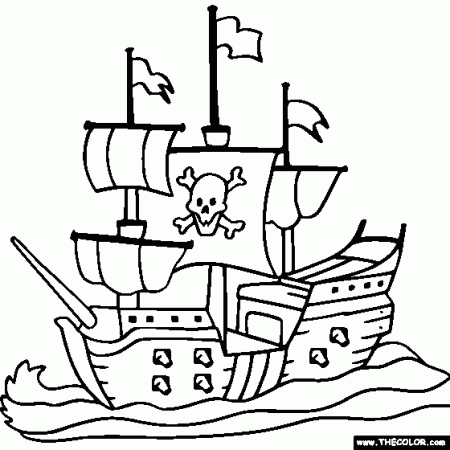 Pirate Ship Online Coloring Page