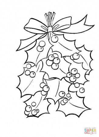 Holly Leaves With Bright Red Berries coloring page | Free Printable Coloring  Pages