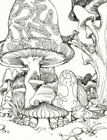 Trippy Mushroom Coloring Page
