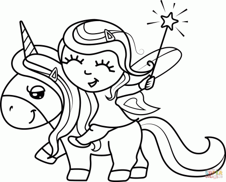 Fairy and Unicorn coloring page | Free Printable Coloring Pages