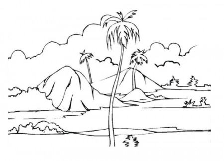 Desert Scene 1 Coloring Page - Free Printable Coloring Pages for Kids