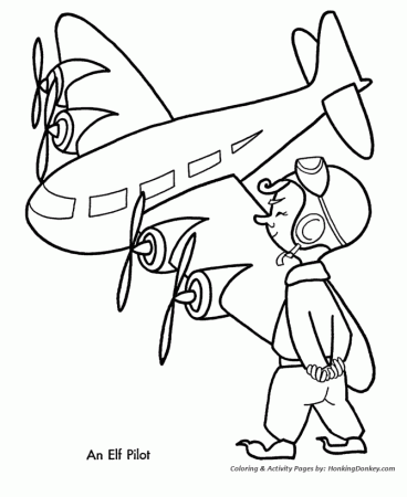 Christmas Toys Coloring Pages - Elf Pilot Christmas Coloring ...