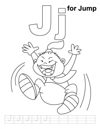 J for jump coloring page with handwriting practice | Download Free 