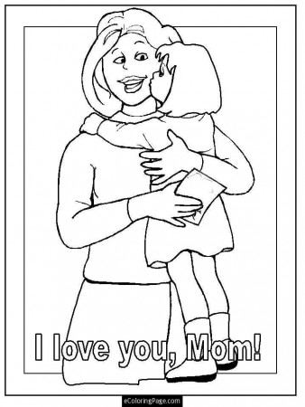 you mom daughter kissing coloring page happy mothers day love - LOVE