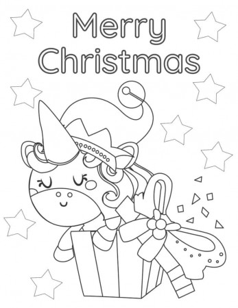 Christmas Unicorn Coloring Page - Free Printable!