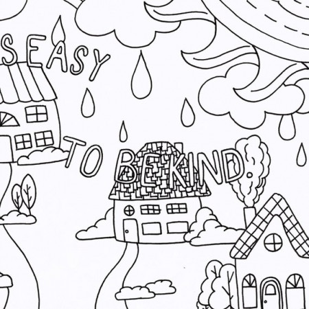 It is Easy to Be Kind Coloring Page Black and White - Etsy