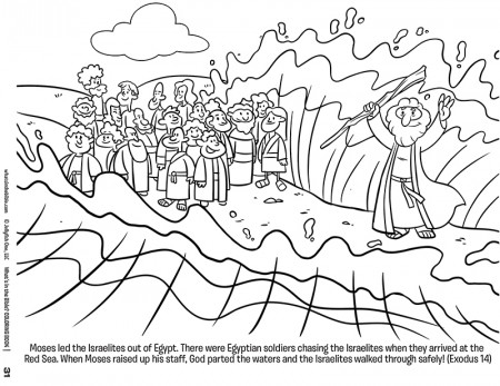 Moses Crosses the Red Sea Coloring Page - Craft Through the Bible