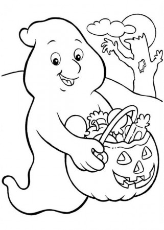 A Ghost Who Love Candy so Much in Funschool Halloween Coloring ...