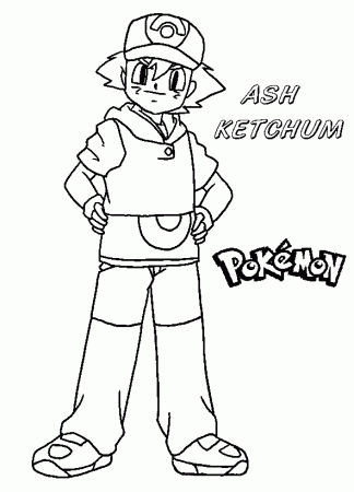 Ash Ketchum Pokemon coloring page to print and free download
