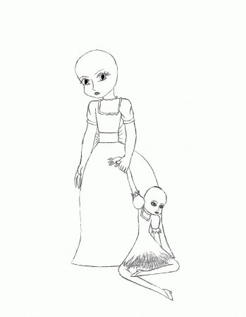 Girl with Doll coloring page by DEFSeattle on DeviantArt