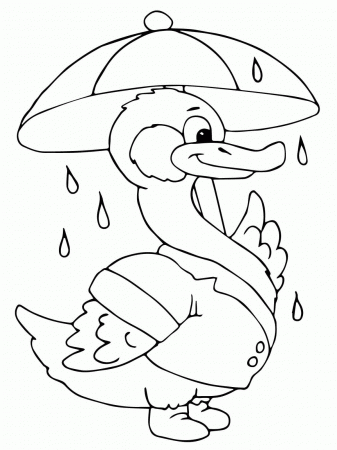Duck Wearing Umbrella Cool Coloring Pages For Kids #cjh ...