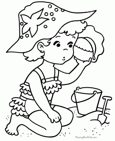 Beach coloring book pages