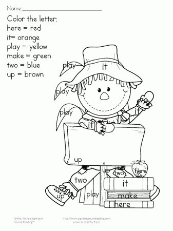 Printable Fall Coloring Pages - Color by letter/sight word