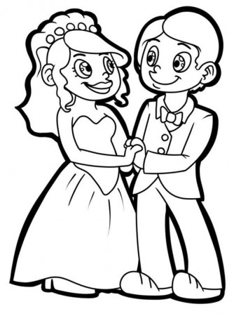 Wedding Couple Coloring Page | Coloring Sun
