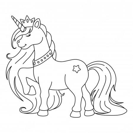 Unicorn princess coloring page for kids | Download on Freepik