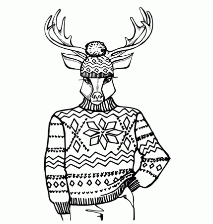 Holiday Ugly Sweater Coloring Pages for Adults | CN+J