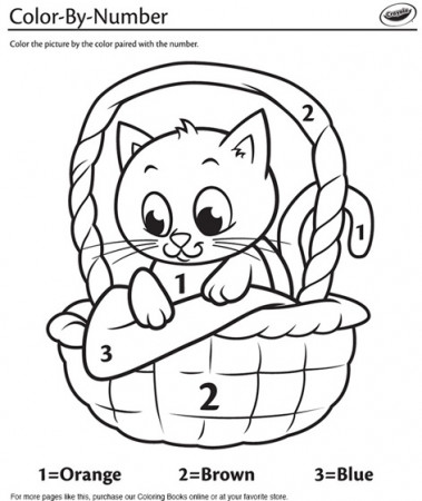 Kitten in a Basket Color-By-Number Coloring Page | crayola.com