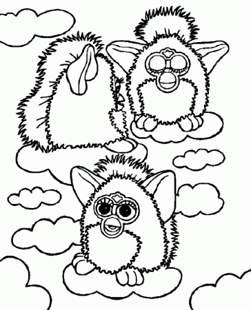 Three Furbys coloring page to print and free download