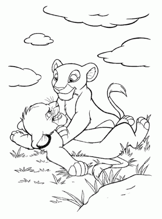Lion King Coloring Pages : Simba with flowers Coloring Page. Two ...