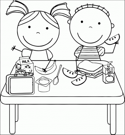Kids Eating Lunch Clipart Kids We Coloring Page | Wecoloringpage